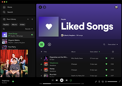 screenshot of my spotify and my liked songs